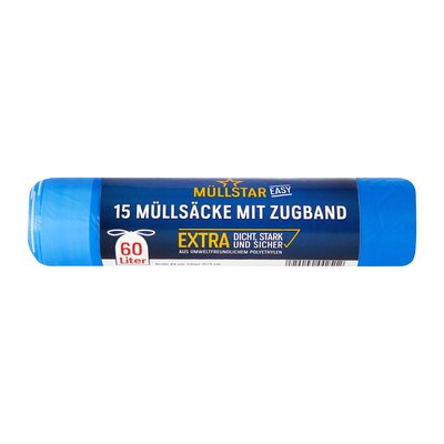 Bild von Müllstar Müllsäcke mit Zugband 60L