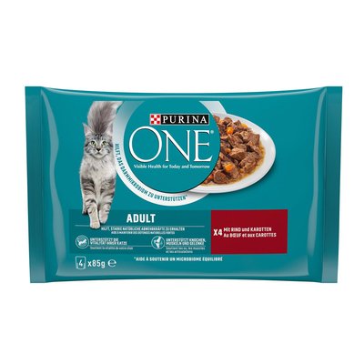 Bild von Purina One Adult mit Rind & Karotten 4er