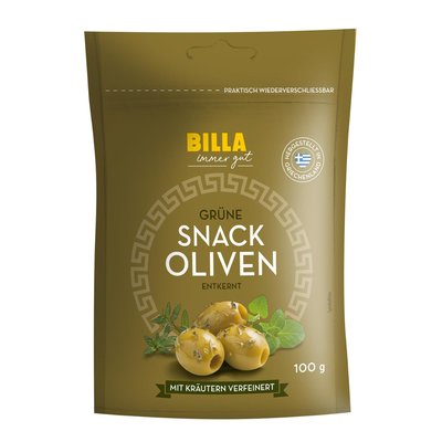 Bild von BILLA Grüne Snack Oliven ohne Kerne