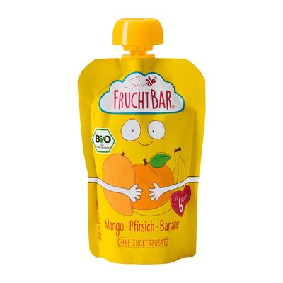Bild von Fruchtbar Quetsche Mango-Pfirsich-Banane
